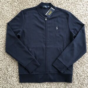 Polo Ralph Lauren Full Zip Jersey Jacket Mens Medium Aviator Navy Sweatshirt NWT
